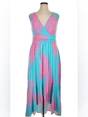 Lilly Pulitzer NWOT Oasis Goddess Teal/Coral/Pink Knit Moana Dress Size XXS